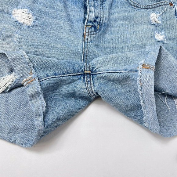 Madewell Distressed Cut Off Light Blue Denim Shorts Womens Size 26 Pockets - Picture 7 of 9